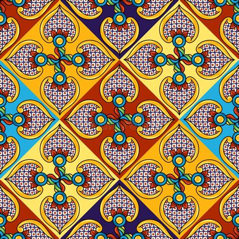 Mexican Talavera Ceramic Tile Seamless Pattern Decoration With