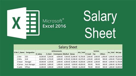How To Create Salary Sheet Excel 2016 Youtube