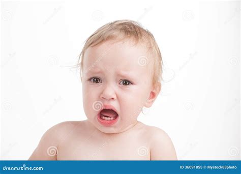 Portrait Of Cute Sad Crying Baby