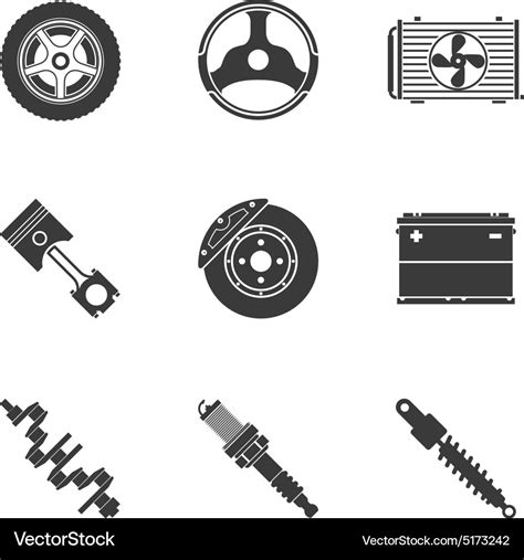 Set Of Auto Spare Parts Royalty Free Vector Image
