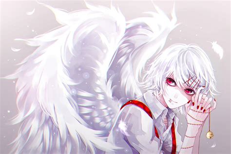 White Haired Man With Wings Anime Character Wall Paper Tokyo Ghoul