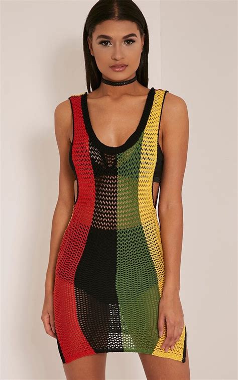 jamaica striped scoop back knitted dress jamaica outfits rasta dress striped dress summer