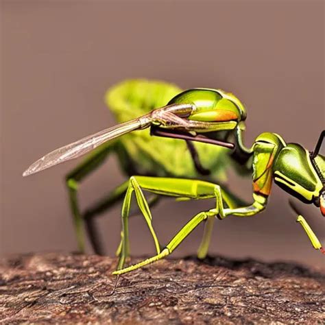 Wasp And Praying Mantis Morphed Together Half Praying Stable