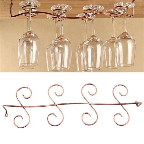 Metal 8 Wine Glass Rack Holder Stemware Hanging Under Cabinet Stemware Holder Hanger Storage Bar