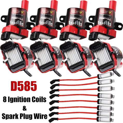 Set Of 8 Round Ignition Coils And 8 Spark Plug Pack Compatible With