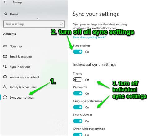How To Disable Sync Settings For Microsoft Account In Windows 10
