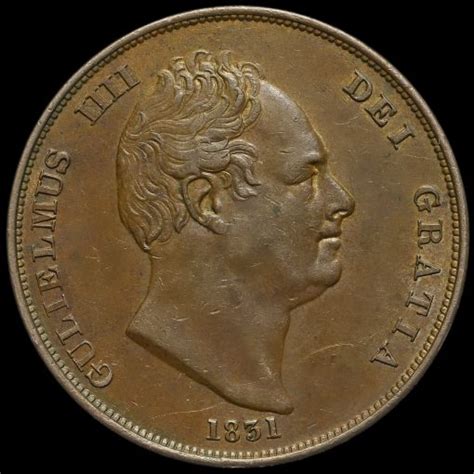 1831 William Iv Milled Copper Penny Scarce Gef