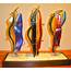 Hand Made Fused Glass Sculpture  Basta Series By Caron Art