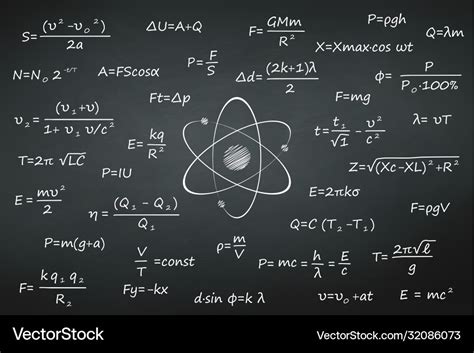 Chalkboard With Science Physics Formulas Vector Image