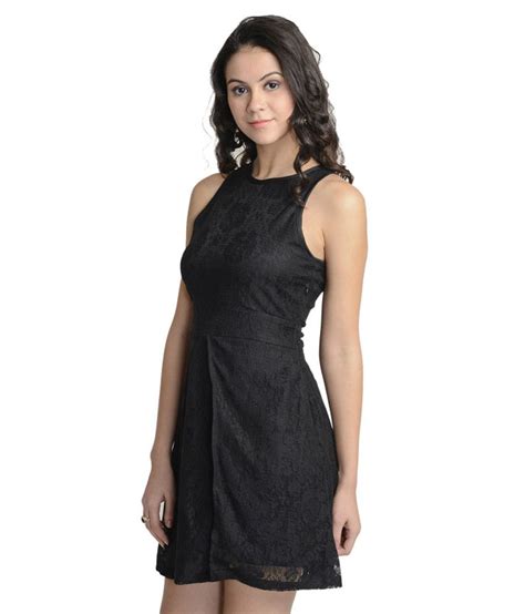 At499 Black Polyester A Line Dress Buy At499 Black Polyester A Line