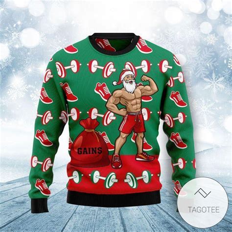 New 2021 Santa Gym Ugly Christmas Sweater Tagotee