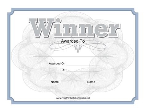 Winner Certificate Template Grey Download Printable Pdf Templateroller