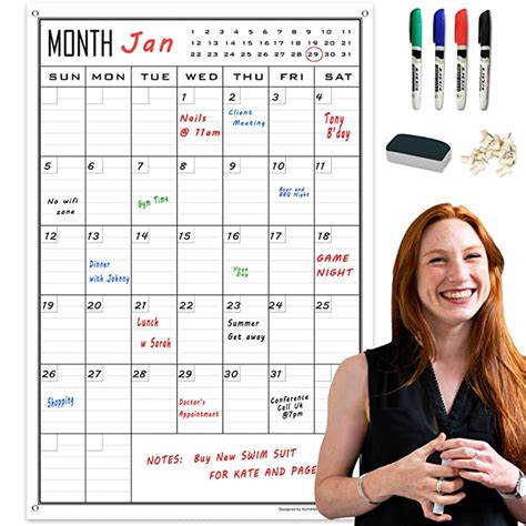 Buy Large Dry Erase Calendar24x36 Inch Laminated Vertical Monthly