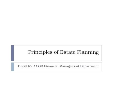 Ppt Principles Of Estate Planning Dokumentips