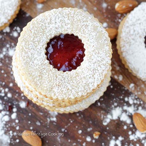 Almond crescent cookies (kipferl cookies). Traditional Raspberry Linzer Cookies - Christmas Cookies