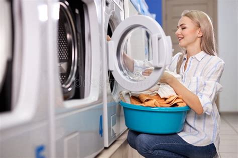 Caucasian Woman Doing The Daily Chores Laundry Female Folded Clean