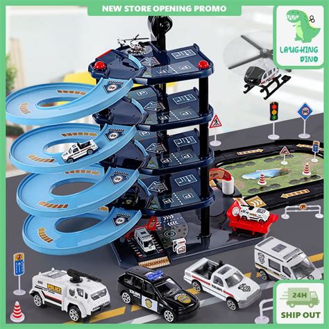 Children 5 Floor Parking Lot Alloy Toy Car Railway Assembly Police Fire