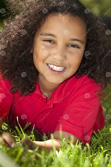 Beautiful Mixed Race African American Girl Smiling Stock Image Image
