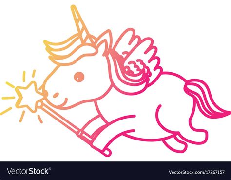 Silhouette Beauty Unicorn With Wings And Magic Vector Image