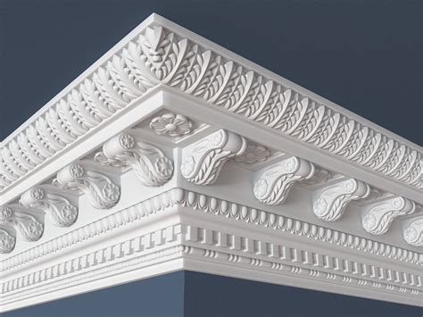 Carved Decorative Crown Molding 3d Model Cgtrader Ceiling Decor