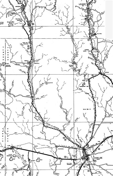 Uvalde And Northern Railway Company Tex Map Showing Route In 1936