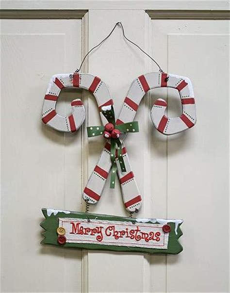 Primitive Wooden Candy Cane Hanging Sign Christmas And Holiday Primitive Decor Winter