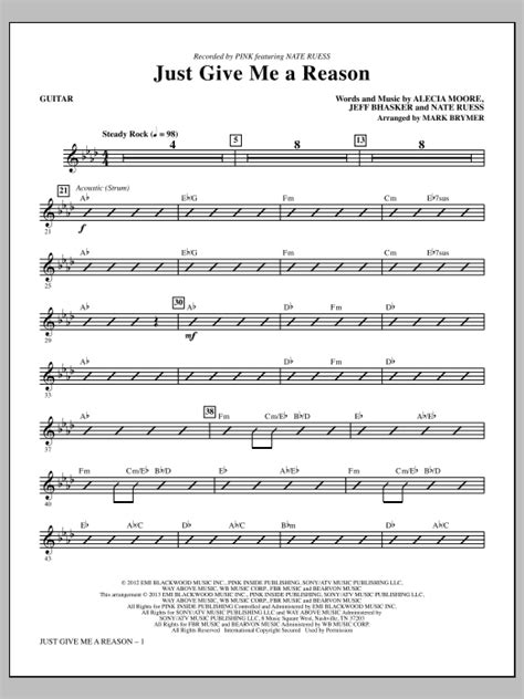 Just Give Me A Reason Guitar Sheet Music Mark Brymer Choir