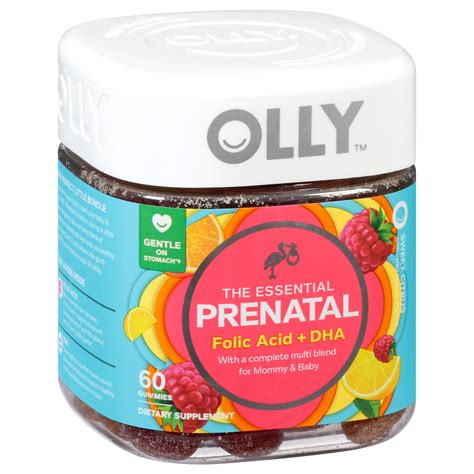 Olly Essential Prenatal Multivitamin Gummies Folic Acid Dha Citrus
