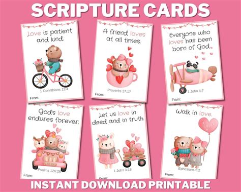 Bible Verse Valentine Cards Printable Valentines Scripture Etsy