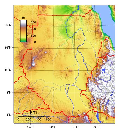 Large Topographical Map Of Sudan Sudan Africa Mapsland Maps Of