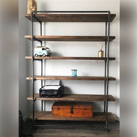 60 In Industrial Pipe Shelving Unit With 5 Wood Shelves