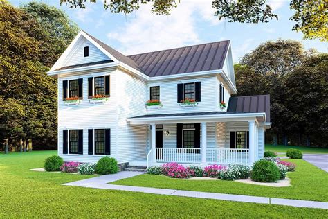 New home designs and house plans. Plan 70606MK: New American House Plan with L-Shaped Porch ...