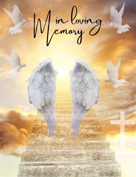 in loving memory background with wings clouds stairs doves etsy in 2022 angel wings