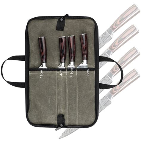 Professional Kitchen Knife Roll Bag 4 Slot Portable Chef Knives Storage