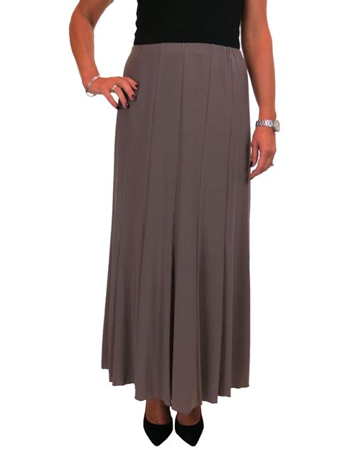 Womens Long Maxi Panel Swing Flare Skirt Soft Stretch Fully Lined 10 22