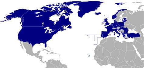 On april 1, 2009, two countries were newly admitted into the north atlantic treaty organization (nato). File:Map of NATO countries.png - Wikimedia Commons