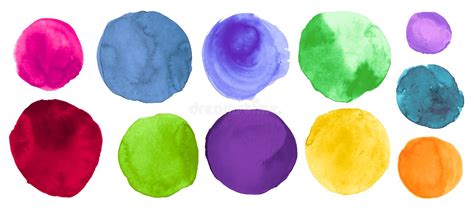 Watercolor Circles Set Art Graphic Dot Drawing Hand Paint Template