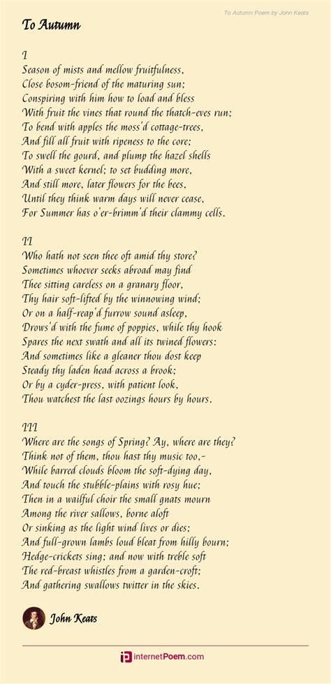 To Autumn Poem By John Keats