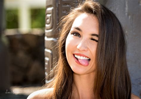 Model Celebrity Tongue Out Happy Brunette Women Outdoors Smiling