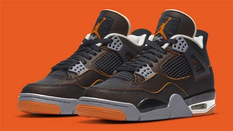 Gray coloration is implemented via the wing eyelets and midsole, while jumpman branding appears in orange and gray on the tongue. Air Jordan 4 IV Women's Starfish Release Date CW7183-100 ...