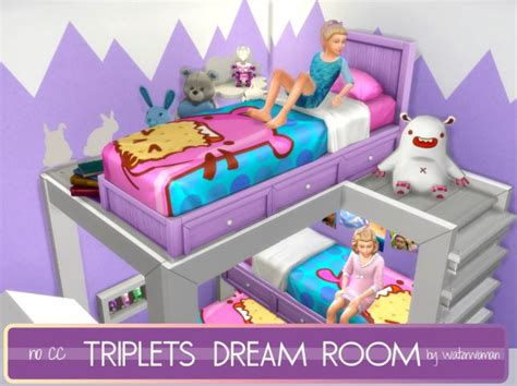 Triplets Dream Room No Cc The Sims Sims 4 Kleinkind Hochbetten