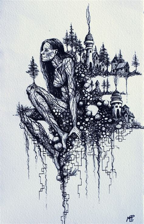 Pen And Ink Drawing Fantasy Illustration Fairy Goddess Etsy