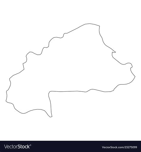 Burkina Faso Solid Black Outline Border Map Of Vector Image