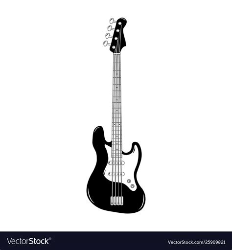 Black Classic Bass Guitar Isolated Royalty Free Vector Image
