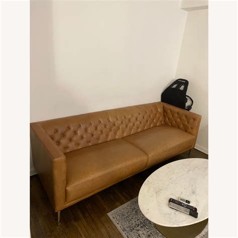 Cb2 Savile Leather Tufted Sofa Aptdeco