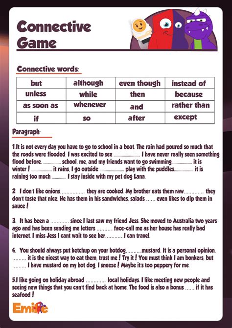 Teaching Connectives Activities And Worksheets For The Classroom