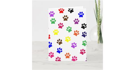 Paw Print Dog Pet Fun Colorful Blank Note Card