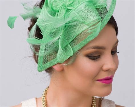 Kelly Green Fascinator Penny Mesh Hat Fascinator With Mesh Ribbons And