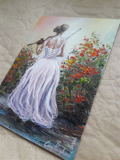 Tender Girl Original Art Nude Art Violinist Beautiful Girl Etsy