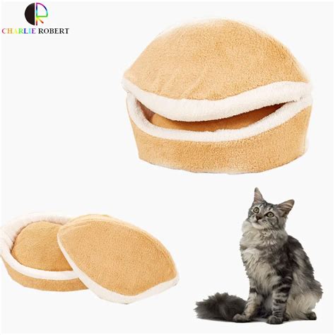 Hot 2 Size Pet Bed Products Warm Soft Cat House Hamburger Dog Kennel